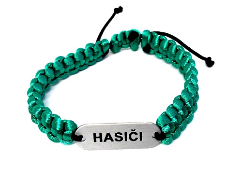Pletený náramek HASIČI - zelený