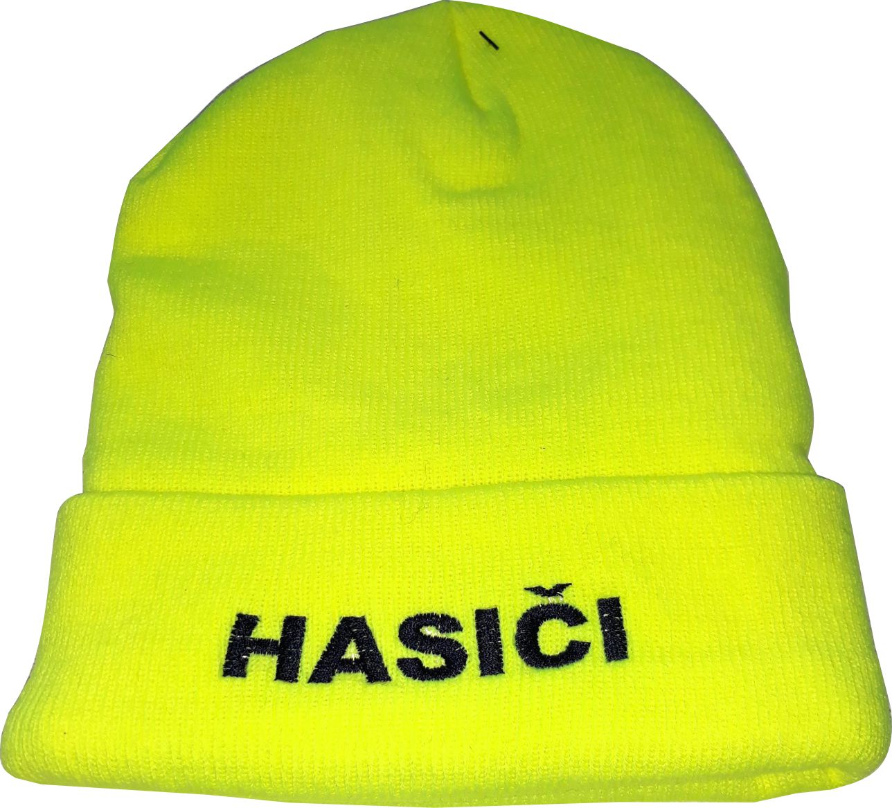 Zimní pletená čepice neonová s nápisem HASIČI    