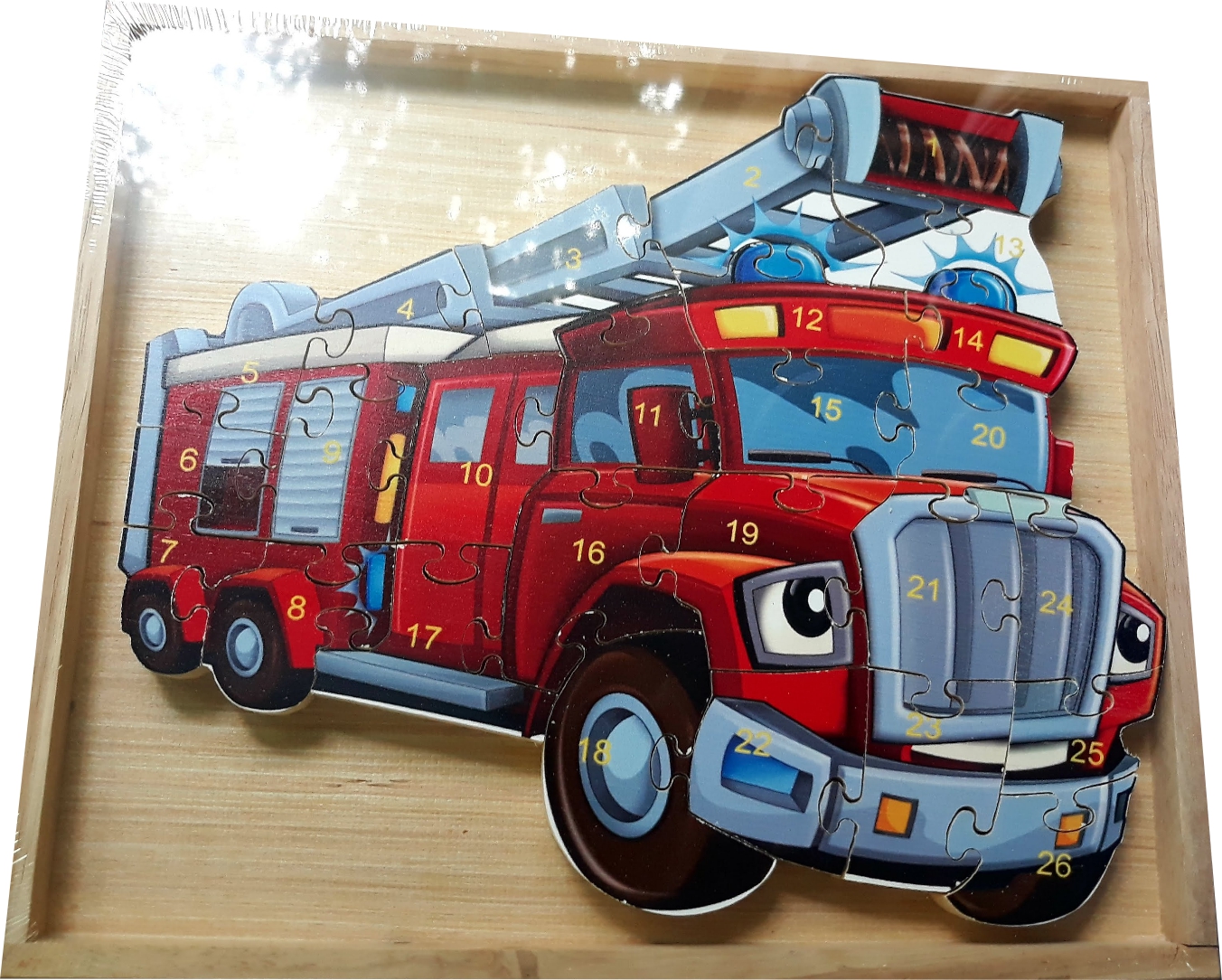 Puzzle hasičské auto s abecedou a čísly