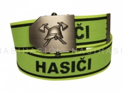 Hasičský opasek s 3D přilbou - NEONOVÝ popruh s nápiem HASIČI