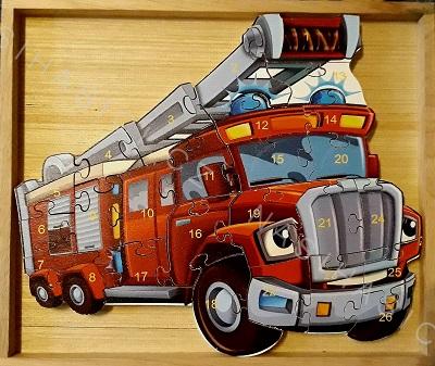 Puzzle hasičské auto s abecedou a čísly