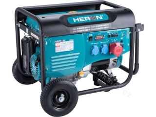 HERON elektrocentrála benzínová 15HP/6,8kW (400V), 5,5kW (230V), podvozek