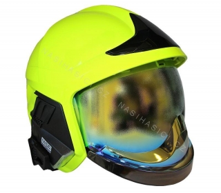 Přilba Gallet F1 XF - fluorescenční (zlatý štít)  